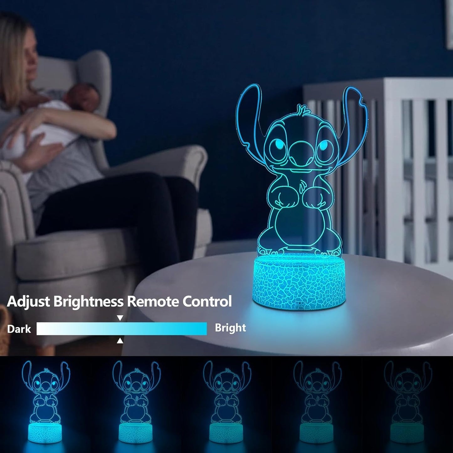 Cool Night Light,16 Color Night Light,3D LED Lamp with Smart Remote Control