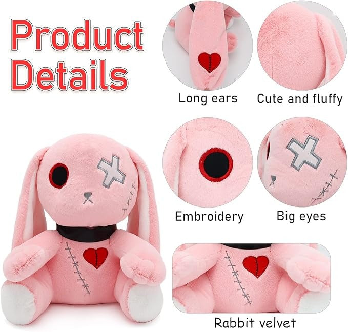 Pink Goth Bunny Plush Rabbit