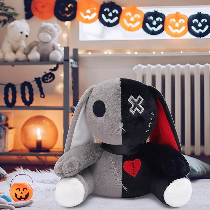Gray Goth Bunny Plush Rabbit