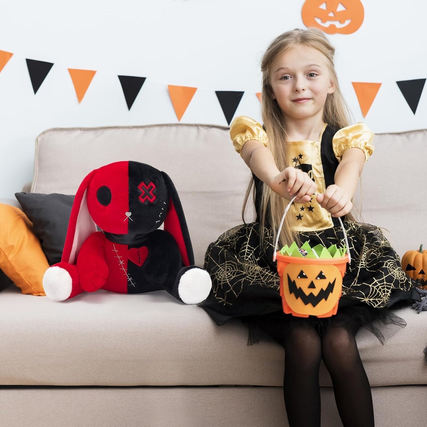 Red & Black Goth Bunny Plush Rabbit